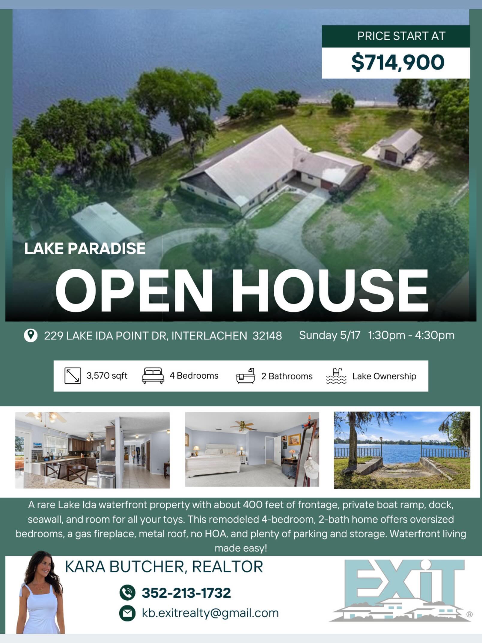 Lakefront dreams start here!
Join me this Sunday from 1:30–4:30PM at this stunning Lake Ida property…